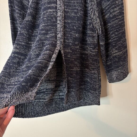 Massimo Dutti Womens Sweater Navy Blue Heathered 3/4 Sleeve Open Back Sz… - Picture 8 of 9